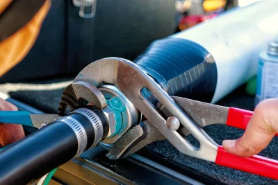 Pipe repair service using professional plumbing tools in Monterey, California